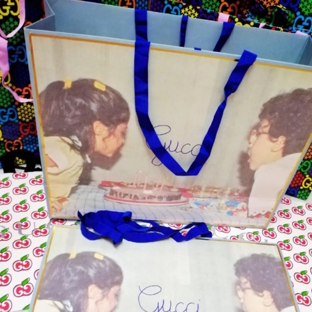 Gucci Birthday Cake & Candles Gift Shopping Bag 19 x 14 x 6.5 AUTHENTIC RARE - Picture 2 of 10